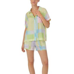 #811 Sanctuary Women's 2-Pc. Short-Sleeve Boxer Pajamas Set - Multi Stripe